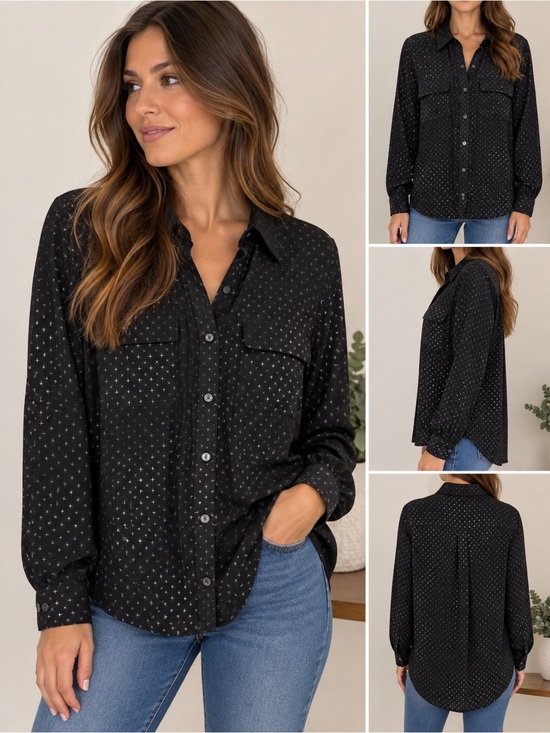Equipment Tops - Equipment Black Star Print Silk Blouse